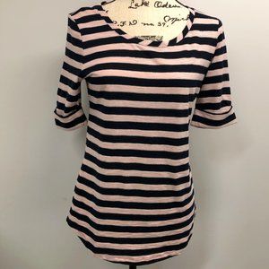 Talbots Navy light Pink Stripes Top Women XS